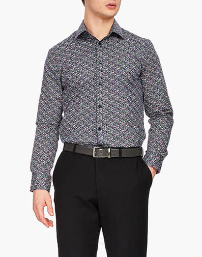 Chesham Dress Shirt Spread Collar in Black Multi for $$79.00