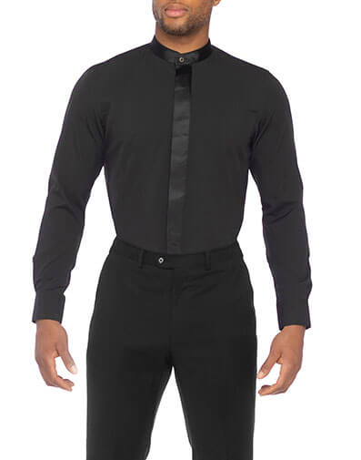 Walsh Dress Shirt Band Collar in Black for $$79.00