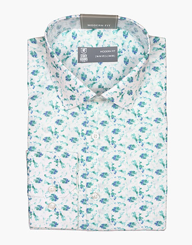 Shanahan Dress Shirt Spread Collar in White Multi for $$50.00