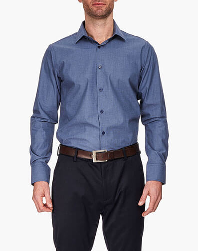 Aliota Dress Shirt Point Collar in Blue Denim for $49.00