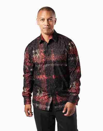 Chase Button Down Shirt in Red Multi for $69.00