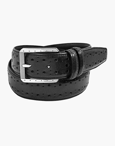 Metcalf Brogue Perf Leather Belt in Black for $40.00