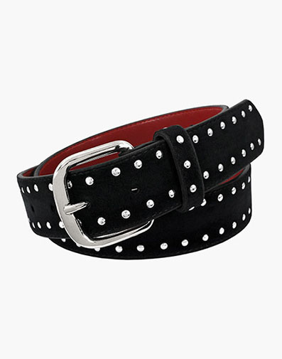 Valentino Studded Leather Belt in Black and Silver for $$29.90