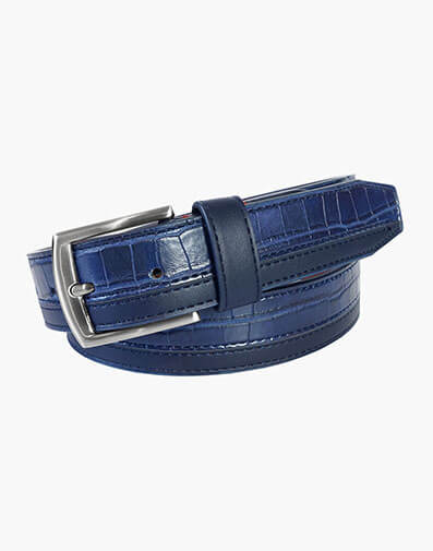Durant Croc Embossed Belt in Blue for $35.00