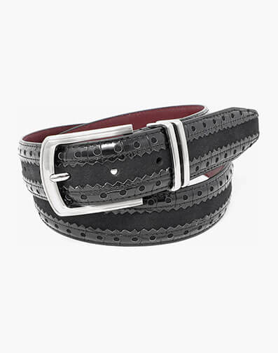 Gustavo Mixed Material Belt in Black for $$40.00