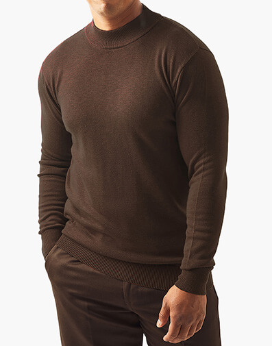 Asher Mock Neck Sweater in Brown for $$79.00