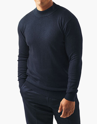 Asher Mock Neck Sweater in Navy for $$79.00