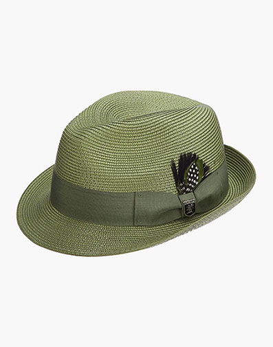 Belmont Fedora Poly Braid Pinch Front Hat in Sage for $55.00