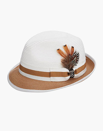 Carson Fedora Feather Detail Grosgrain Pinch Front Hat