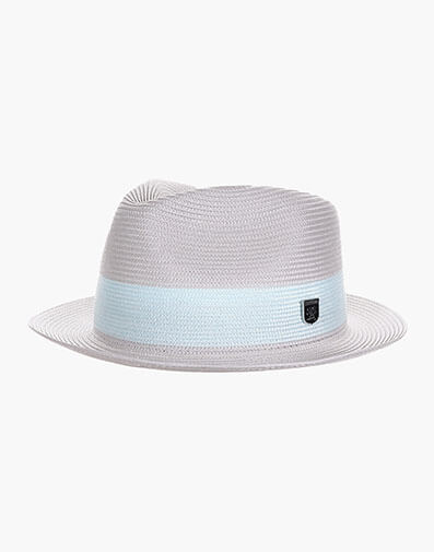 Calem Fedora Poly Braid Pinch Front Hat in Blue for $$60.00