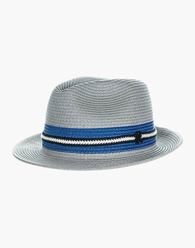 Montrell Fedora Paper Braid Pinch Front Hat in Gray for $$40.00