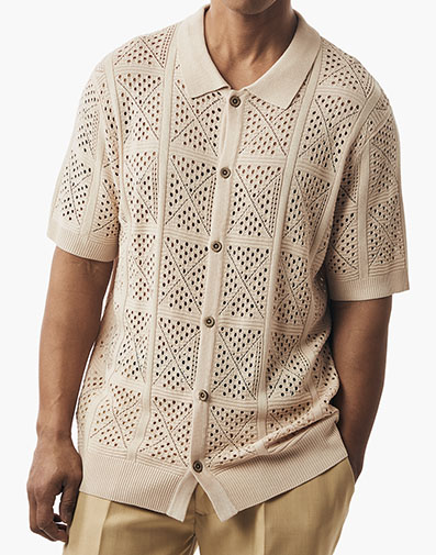 Vicenza Button Down Shirt in Beige for $$69.00