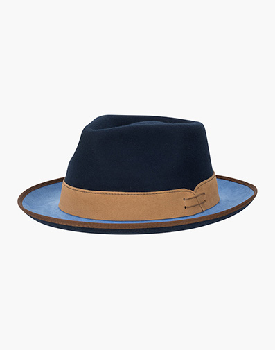 Wentworth Fedora Wool Felt Pinch Front Hat in Navy for $$95.00