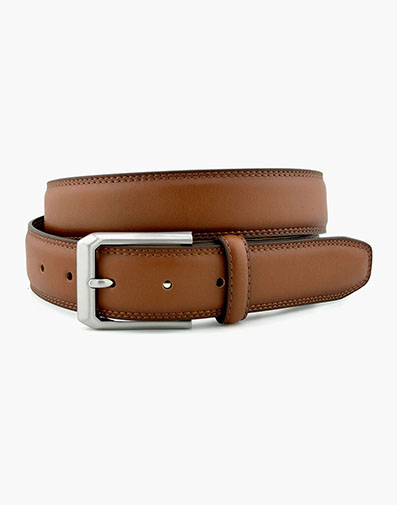 Zane Feather Edge Belt in Cognac for $$35.00