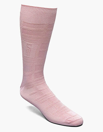 Tonal Plaid Men's Crew Dress Socks in Pink Multi for $$10.00