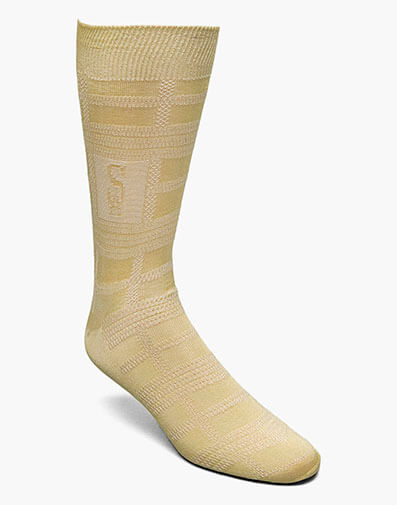 Tonal Plaid Men's Crew Dress Socks in Yellow for $$10.00