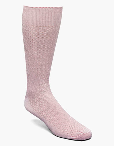 Basket Weave Men's Crew Dress Socks in Pink Multi for $$10.00
