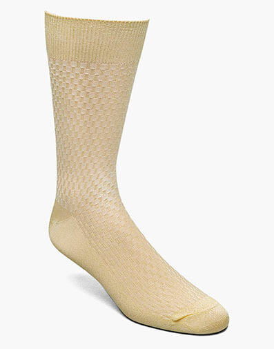 Basket Weave Men's Crew Dress Socks in Yellow for $$10.00