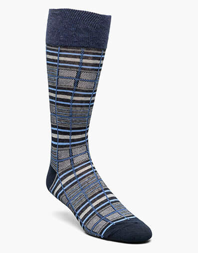Cool Plaid Men's Crew Dress Socks in Blue Multi for $12.00