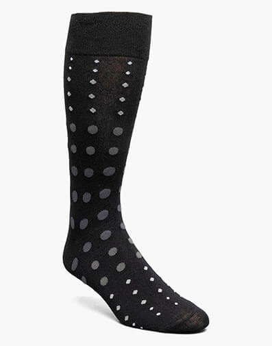 Multi-Size Dots Men's Crew Dress Socks in Black Multi for $$12.00