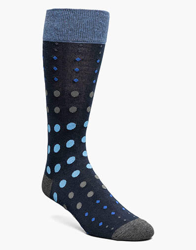 Multi-Size Dots Men's Crew Dress Socks in Navy Multi for $$12.00