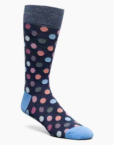 Dots Men's Crew Dress Sock in Light Blue for $$12.00