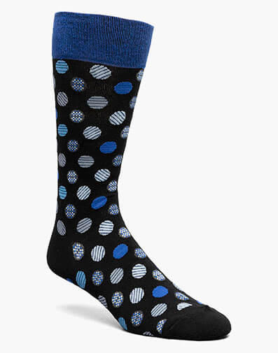 Dots Men's Crew Dress Sock in Blue Multi for $$12.00