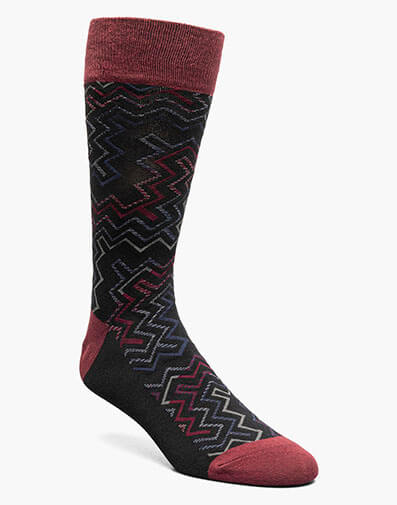 Cool Lines Men's Crew Dress Sock in Red Multi for $$12.00
