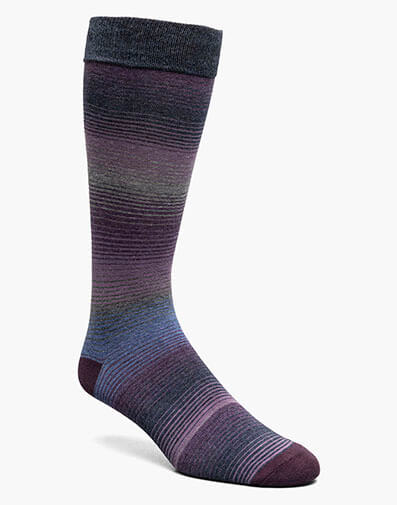 Cool Stripe Men's Crew Dress Sock in Purple Multi for $$12.00