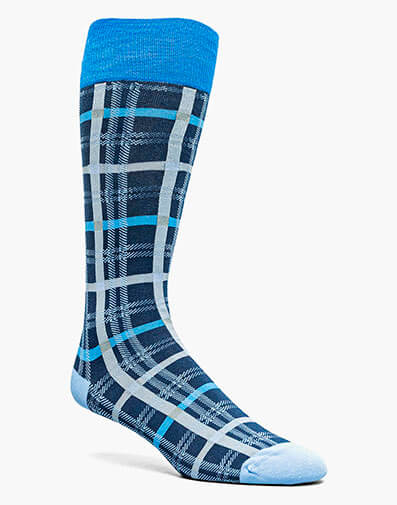 Colorful Rectangles Men’s Crew Dress Sock in Blue Multi for $$12.00