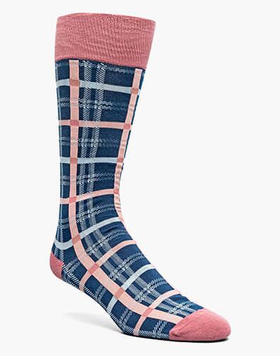 Colorful Rectangles Men’s Crew Dress Sock in Navy Multi for $$12.00