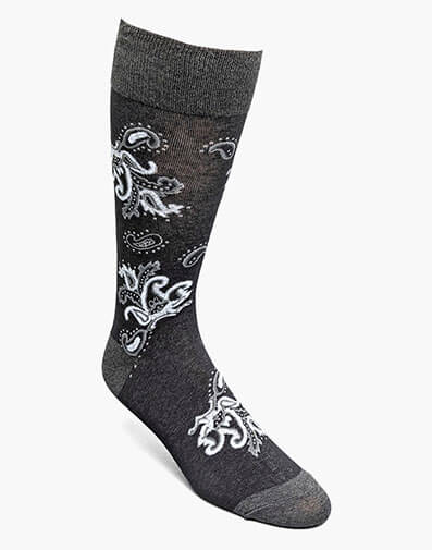 Bold Paisley Men's Crew Dress Socks in Black for $$12.00