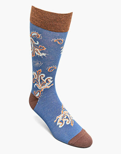 Bold Paisley Men's Crew Dress Socks in Navy/Brown for $$12.00
