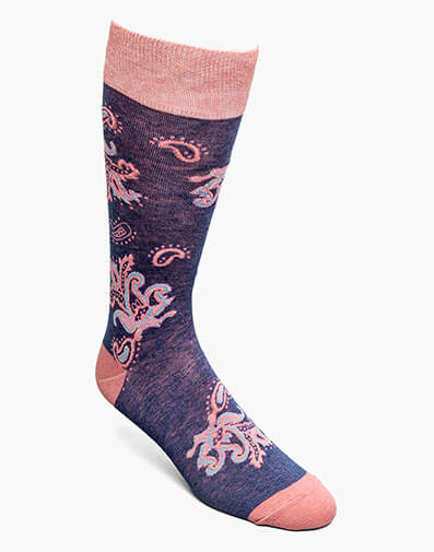 Bold Paisley Men's Crew Dress Socks in Pink for $$12.00
