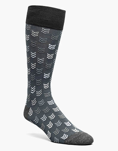 Mini Chevron Men’s Crew Dress Sock in Dark Gray for $$12.00