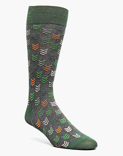 Mini Chevron Men’s Crew Dress Sock in Green for $$12.00