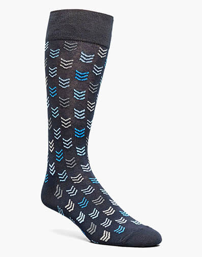 Mini Chevron Men’s Crew Dress Sock in Navy for $$12.00
