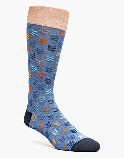 Mini Chevron Men’s Crew Dress Sock in Blue Multi for $$12.00