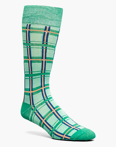 Geometric Lines Men’s Crew Dress Sock in Green Multi for $$12.00