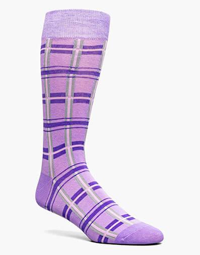 Geometric Lines Men’s Crew Dress Sock in Purple for $$12.00
