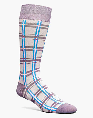 Geometric Lines Men’s Crew Dress Sock in Pink Multi for $$12.00