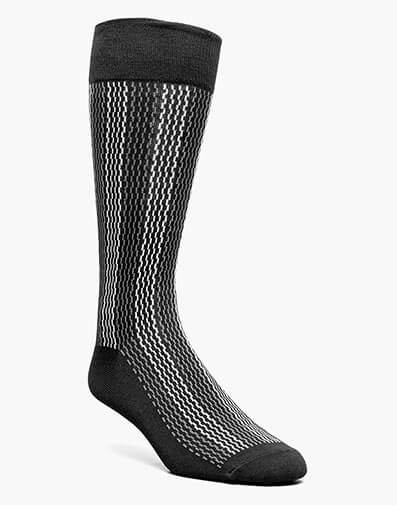 Offset Lines Men’s Crew Dress Sock in Black Multi for $$12.00