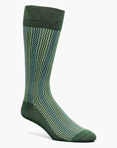 Offset Lines Men’s Crew Dress Sock in Green Multi for $$12.00