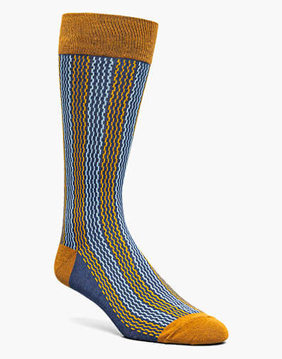 Offset Lines Men’s Crew Dress Sock in Blue Multi for $$12.00