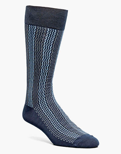 Offset Lines Men’s Crew Dress Sock in Navy Multi for $$12.00