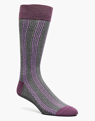 Offset Lines Men’s Crew Dress Sock in Purple Multi for $$12.00