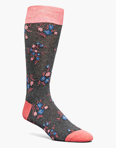 Flowering Vine Men’s Crew Dress Sock in Pink Multi for $$12.00