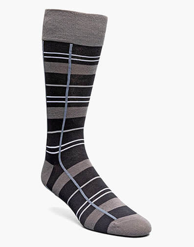 Alternating Stripes Men's Crew Dress Socks in Black for $$12.00