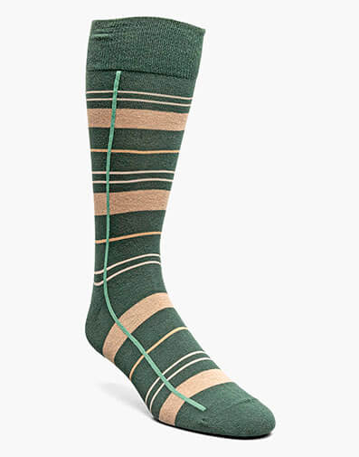 Alternating Stripes Men's Crew Dress Socks in Green for $$12.00