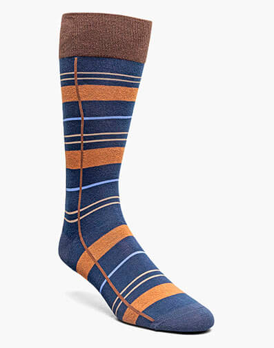 Alternating Stripes Men's Crew Dress Socks in Navy for $$12.00
